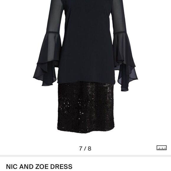 BLACK Sequin Dress with Chiffon overlay top - Picture 3 of 12